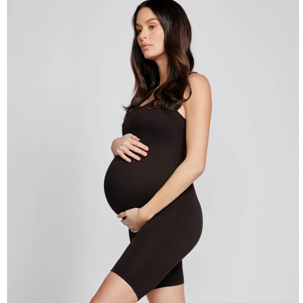 Maternity Seamless Tank Romper - Black